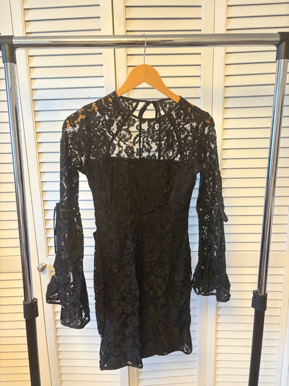 Black Express Lace Long-Sleeve Mini Dress - NWT